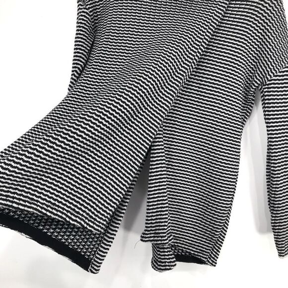 Cabi 3167 FERGIE Black White Stripe Cowl Turtleneck Split Knit Sweater - Picture 11 of 16